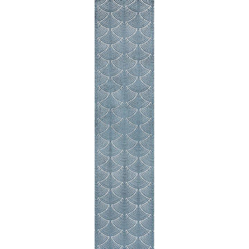 Porter Geometric Art Deco Fan Pattern High-low Area Rug